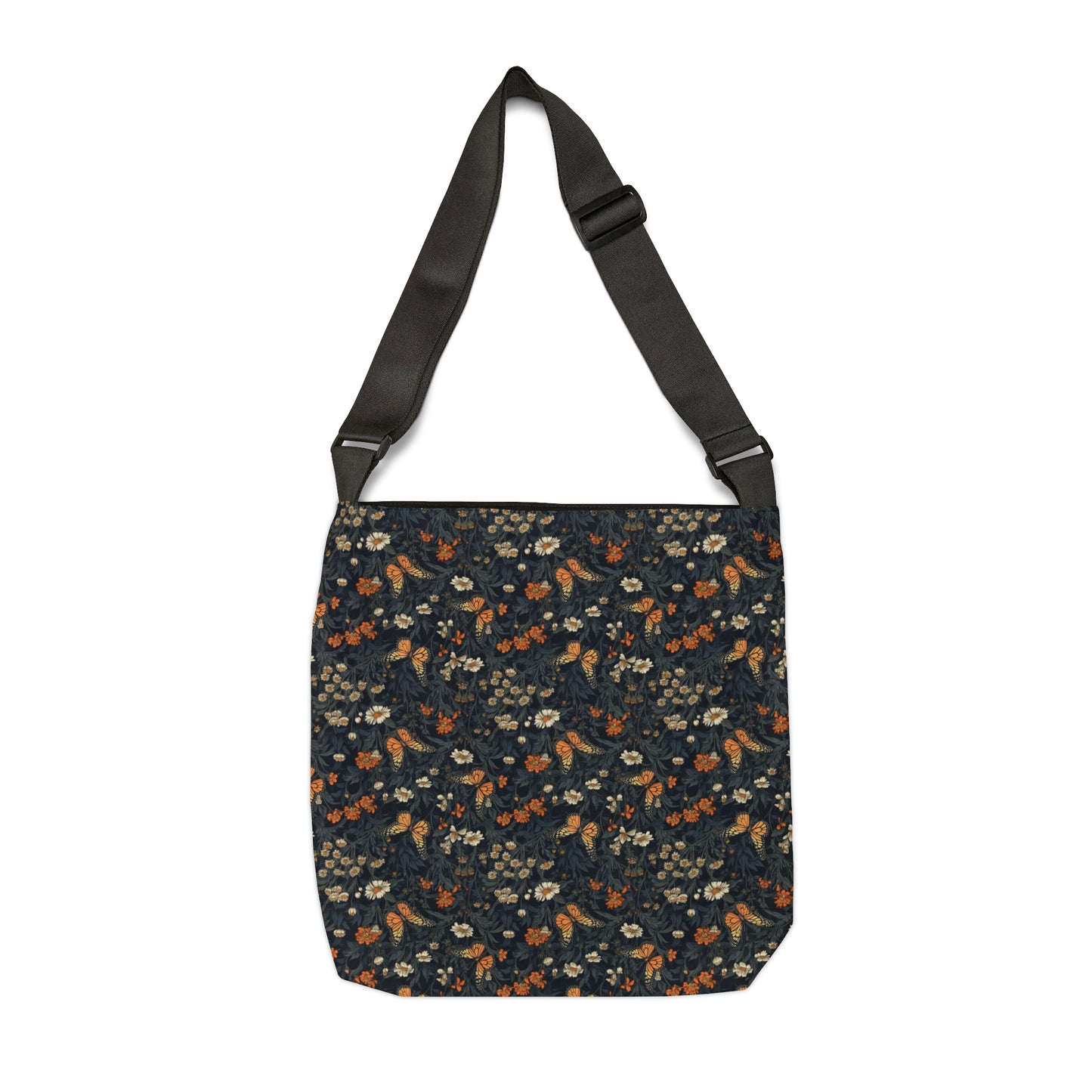 Black Monarch Floral Adjustable Tote Bag