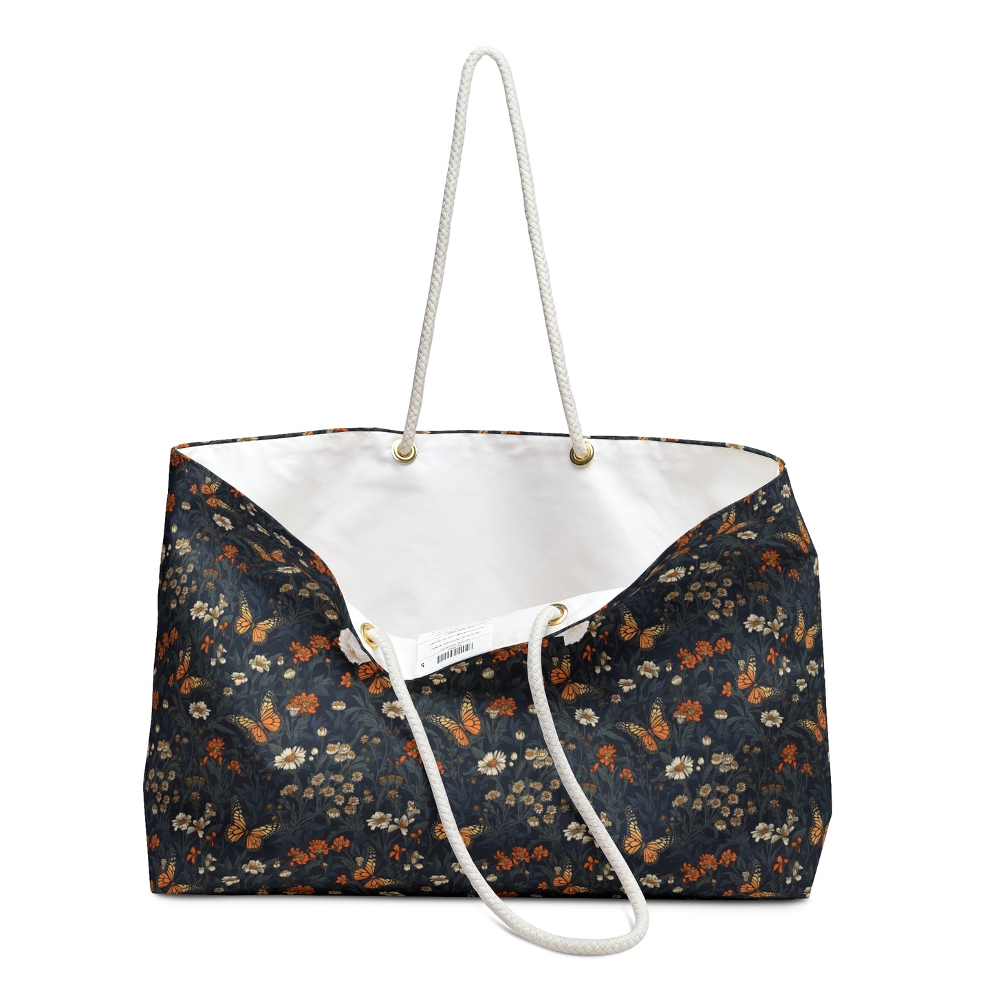 Dark Monarch Butterfly Floral Weekender Bag