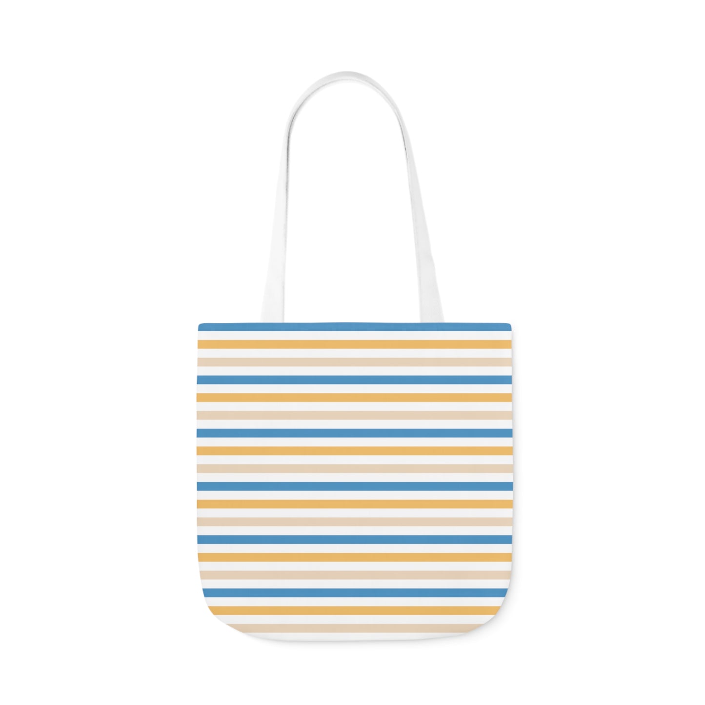 Yellow and Blue Stripe Canvas Tote Bag, 3-Color Straps