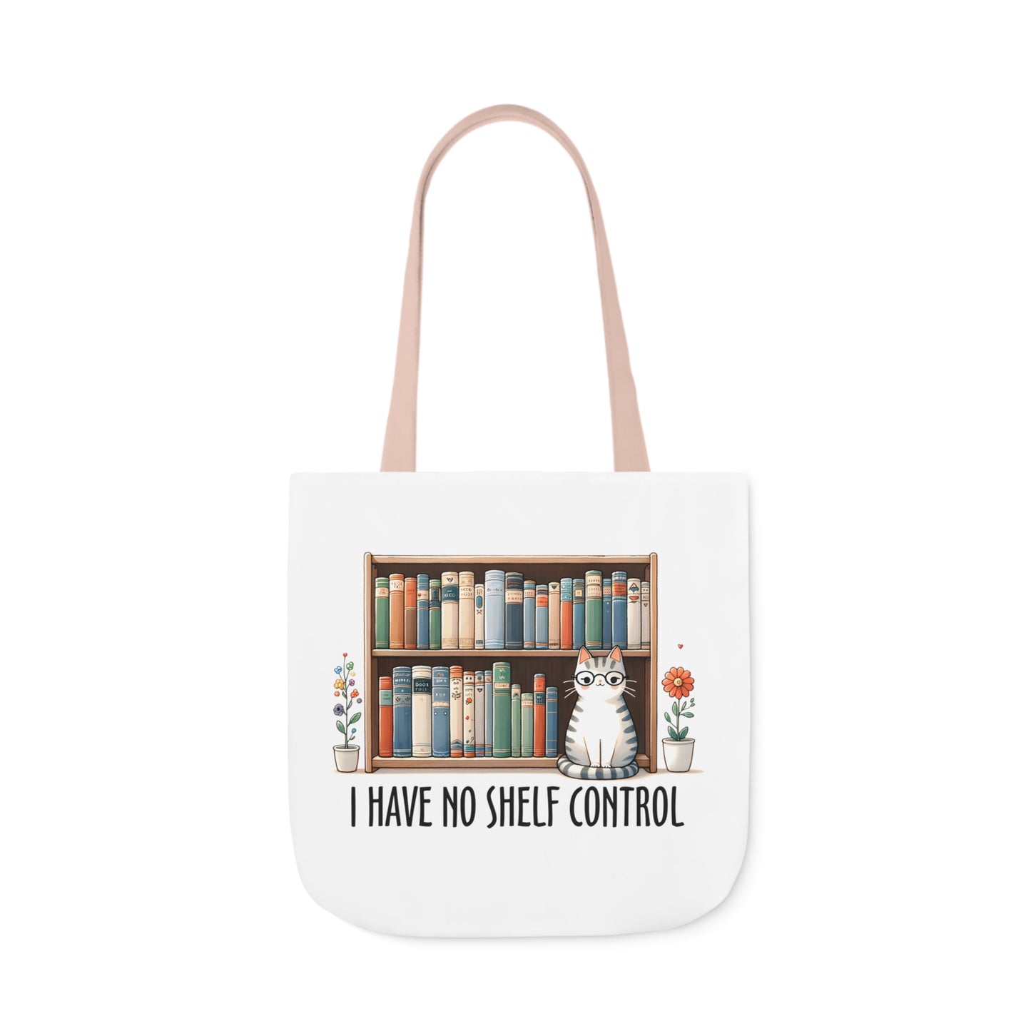 I Have No Shelf Control Cat Canvas Tote Bag, 3-Color Straps