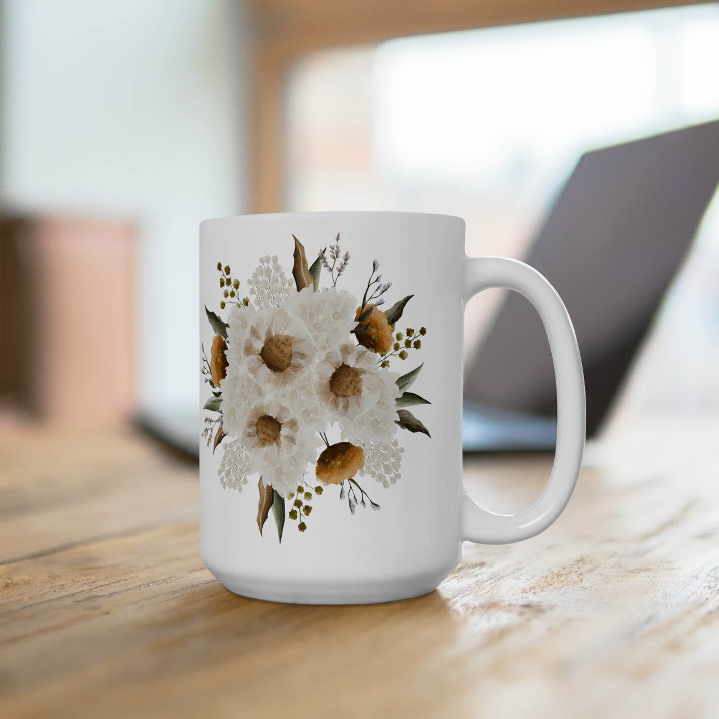 March Floral Ceramic Mug 15oz