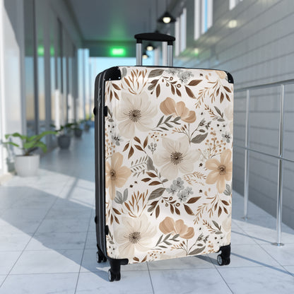 Beige Boho Floral Suitcase