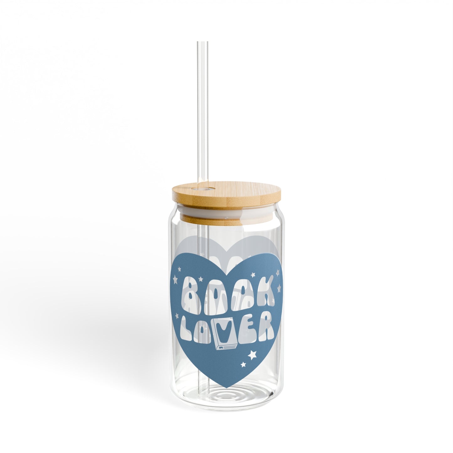 Book Lover BlueHeart Sipper Glass, 16oz