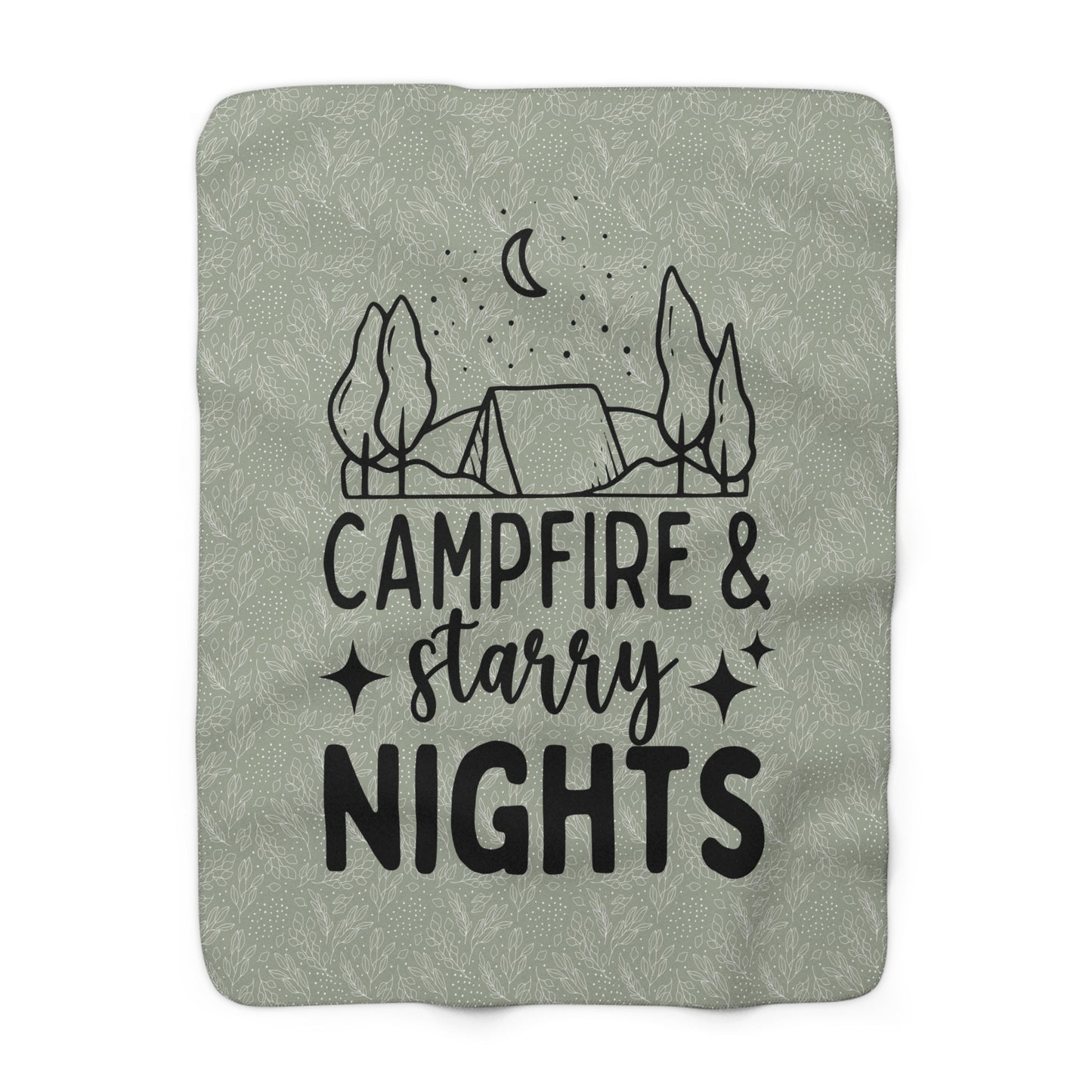 Green Floral Campfire & Starry Nights Sherpa Fleece Blanket