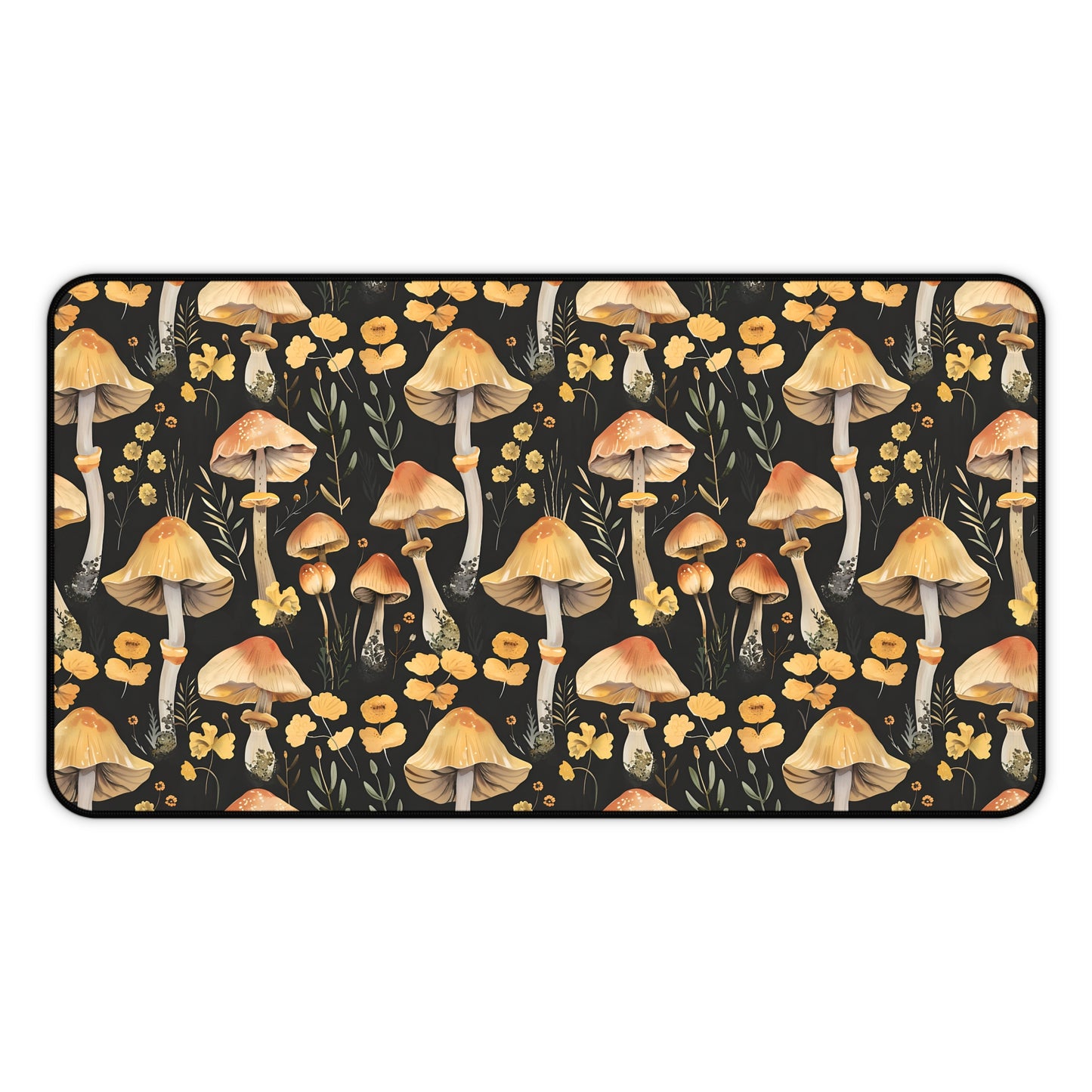 Yellow Mushroom Dark Desk Mat