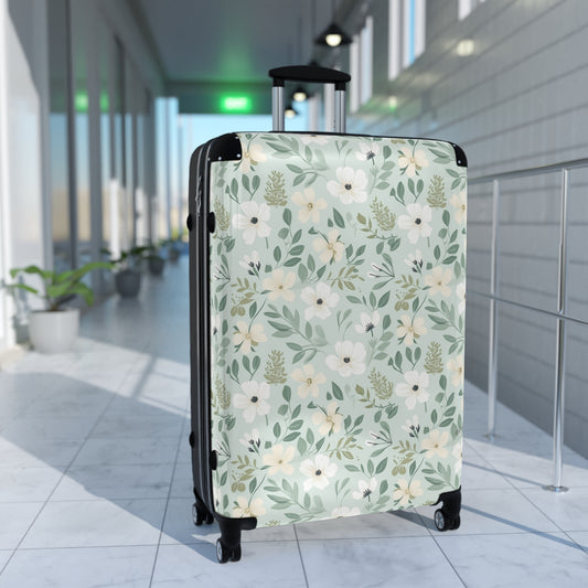 Sage Floral Suitcase