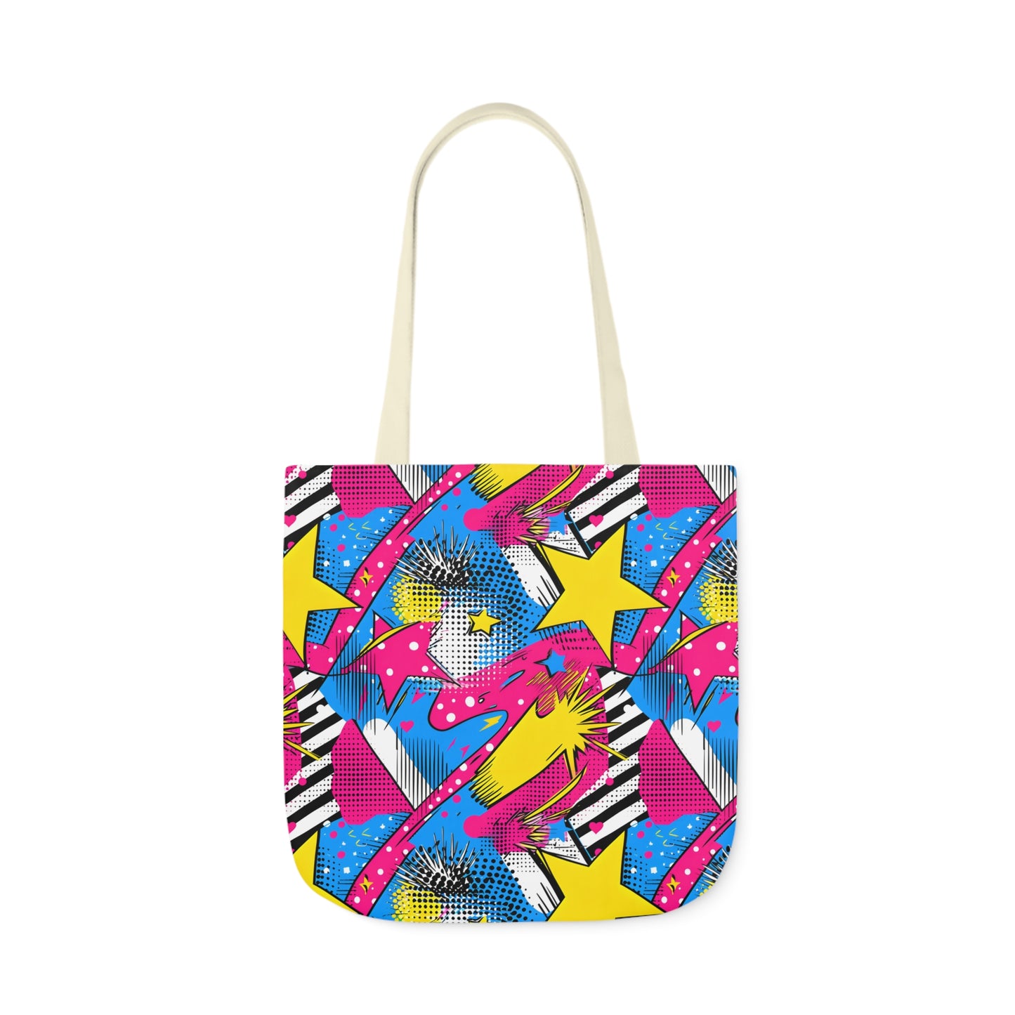 Star Pop Canvas Tote Bag, 3-Color Straps