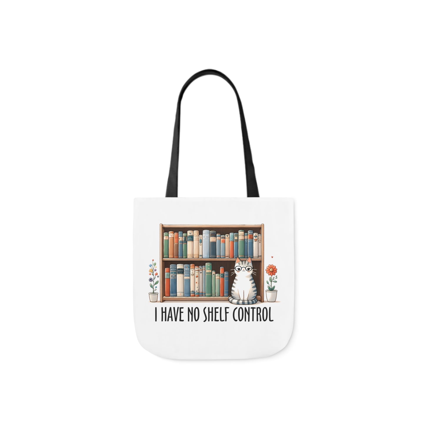 I Have No Shelf Control Cat Canvas Tote Bag, 3-Color Straps