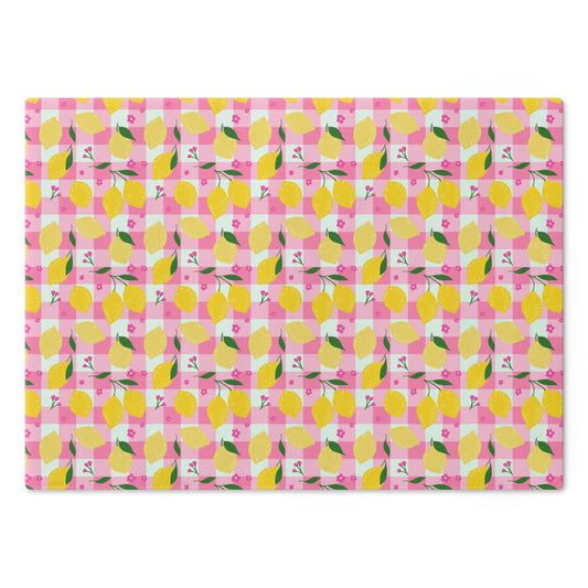 Pink Lemonade Plaid Cutting Board