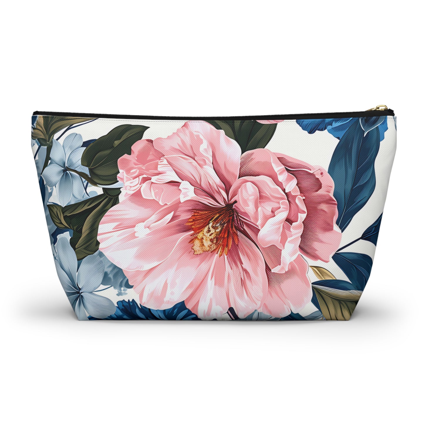 Tropical Floral Accessory Pouch w T-bottom