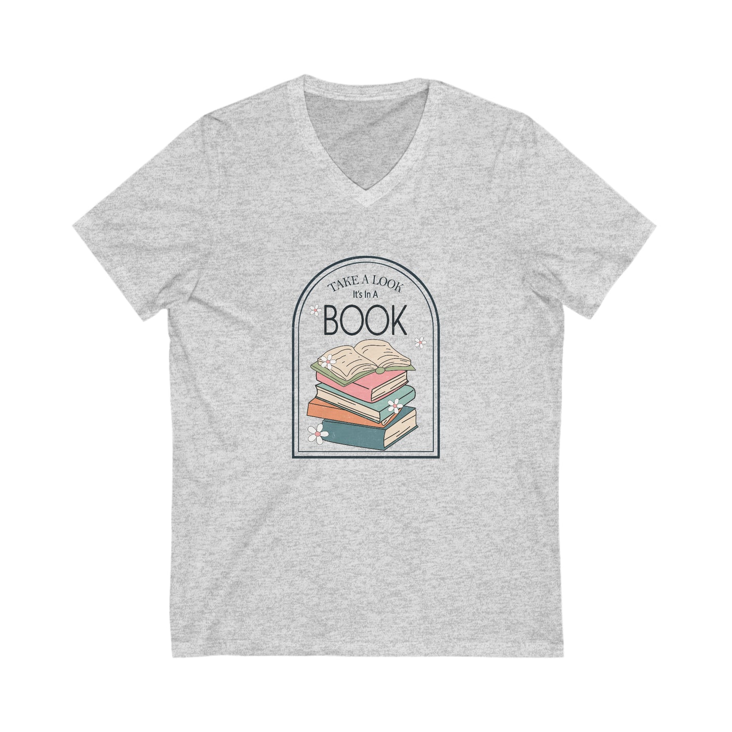 Take a Look It's in a Book Graphic Unisex Jersey Short Sleeve V-Neck Tee