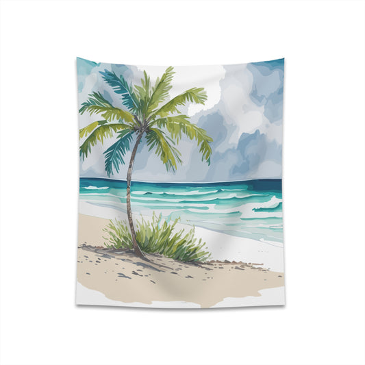 Palm Tree Beach Printed Wall Tapestry