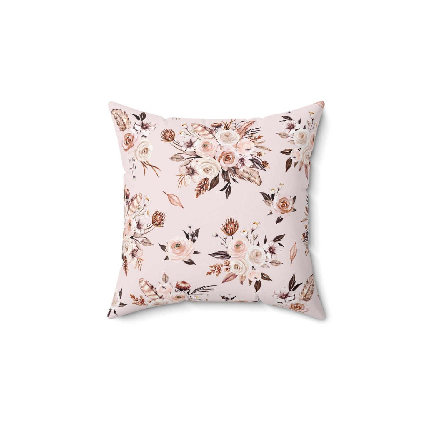 Pink Floral Spun Polyester Square Pillow