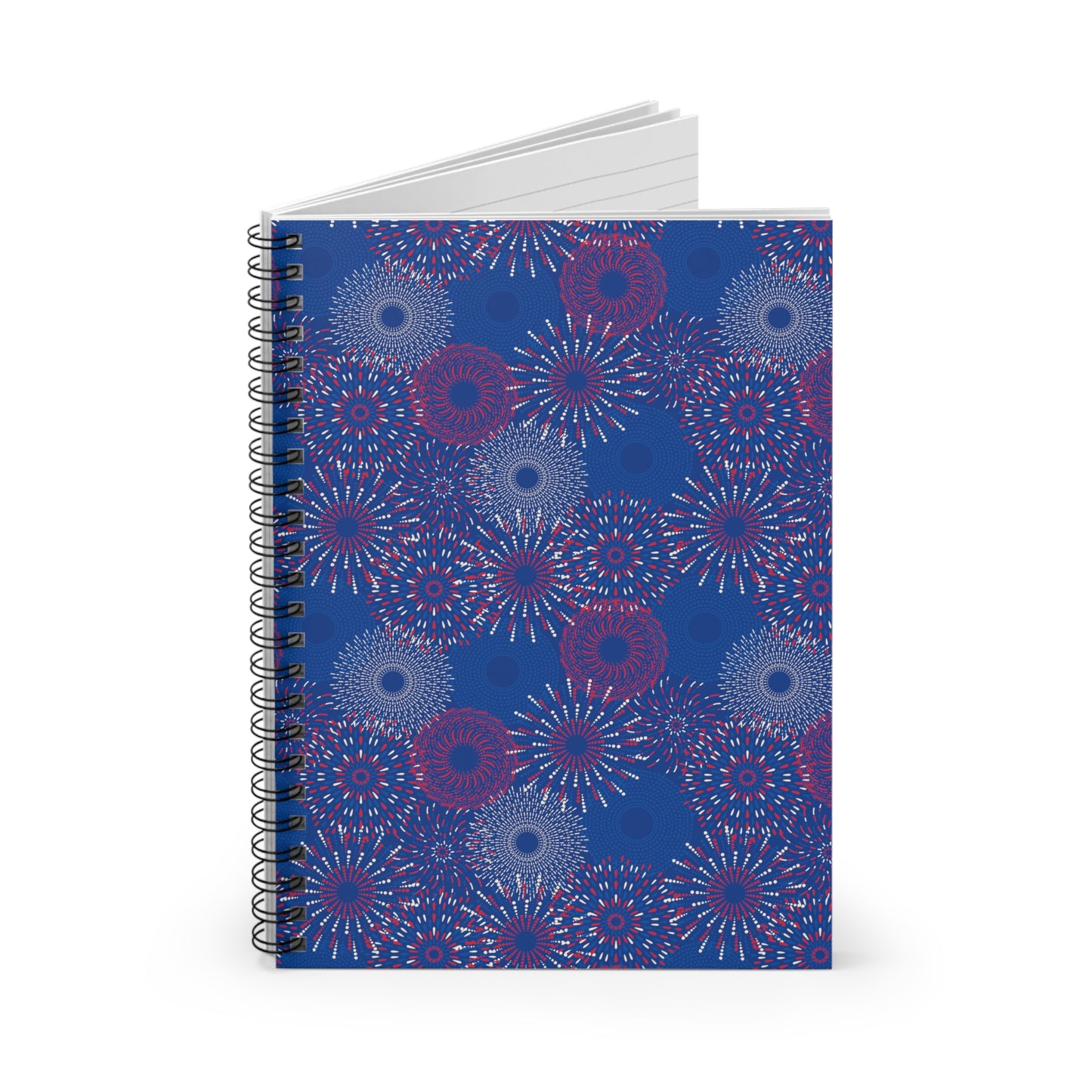 Red White & Blue Fireworks Spiral Notebook - Ruled Line