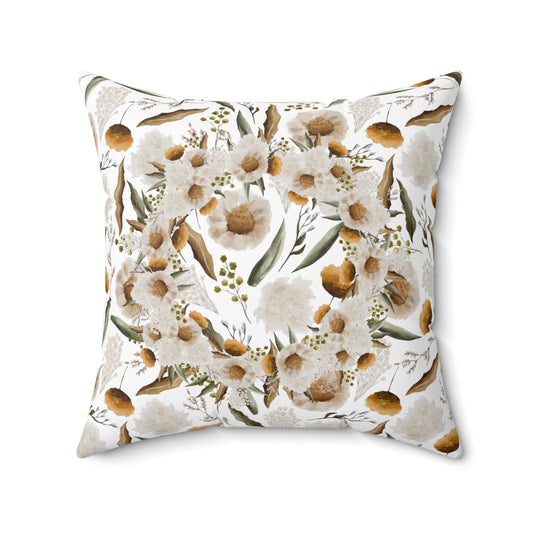 March Floral Accent Spun Polyester Square Pillow