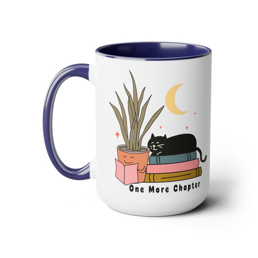 One More Chapter Cat Two-Tone Coffee Mugs, 15oz