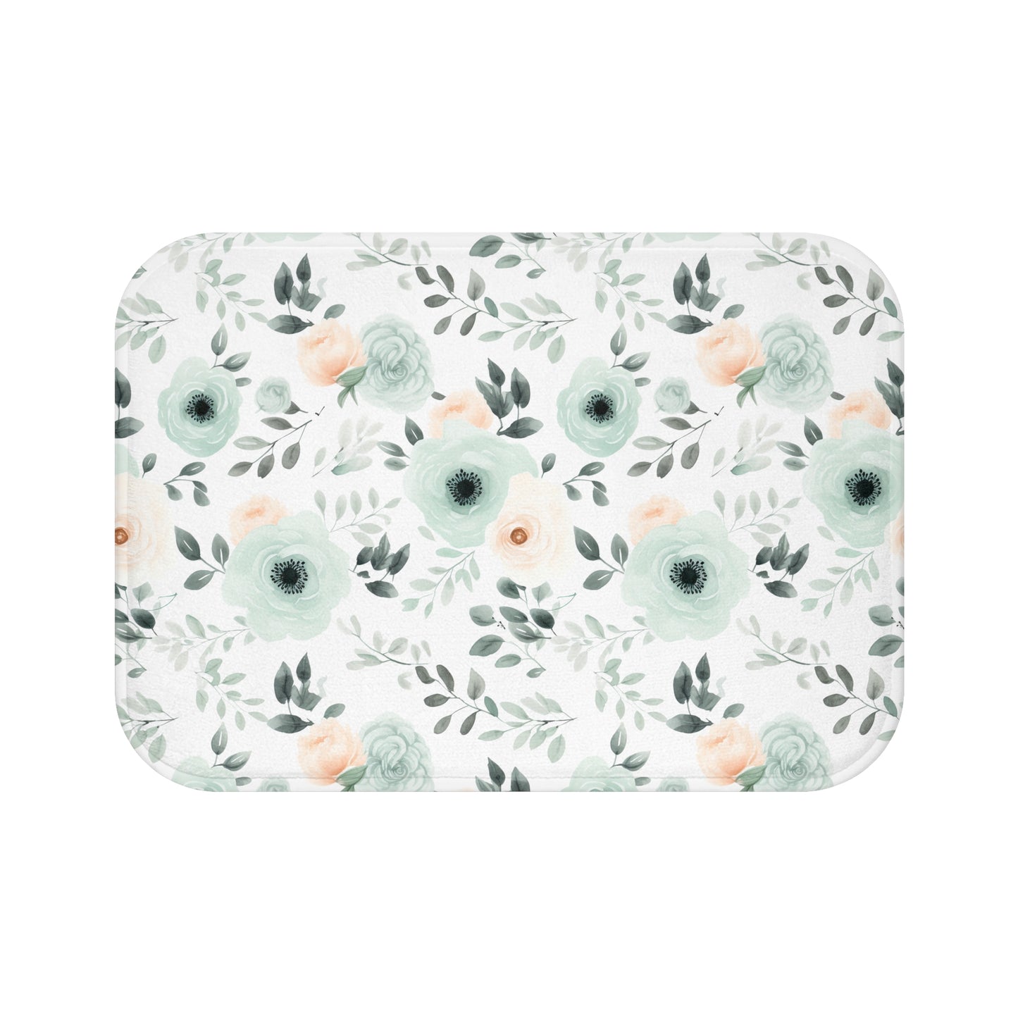 Mint Foral Bath Mat