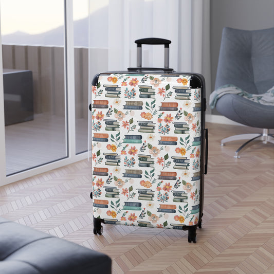 Pastel Cottagecore Books Floral Suitcase