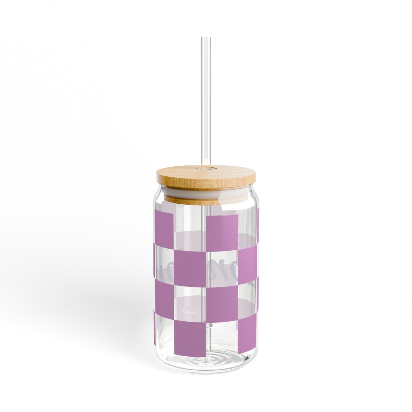 Personalized Purple Checkerboard Sipper Glass, 16oz