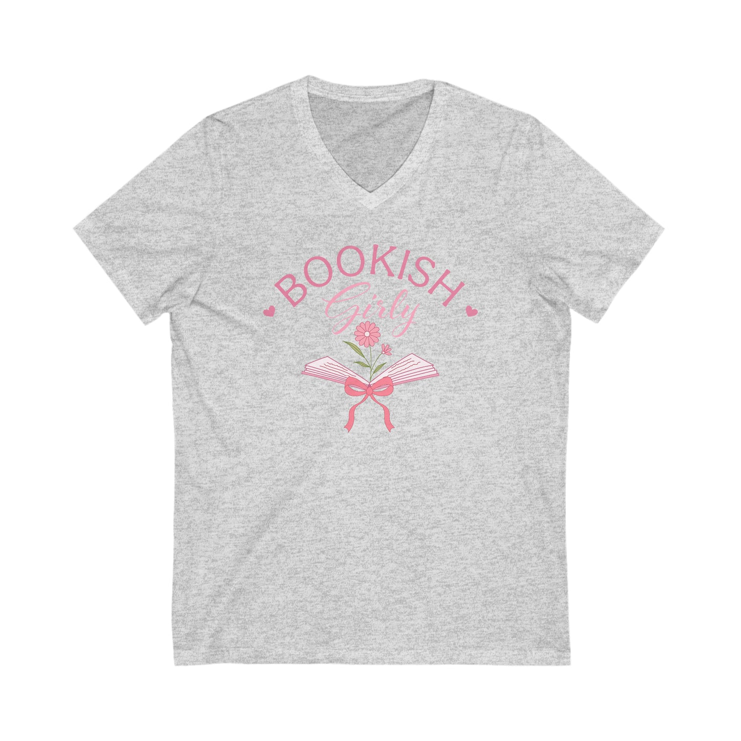 Bookish Girly Unisex Jersey Short Sleeve V-Neck Tee