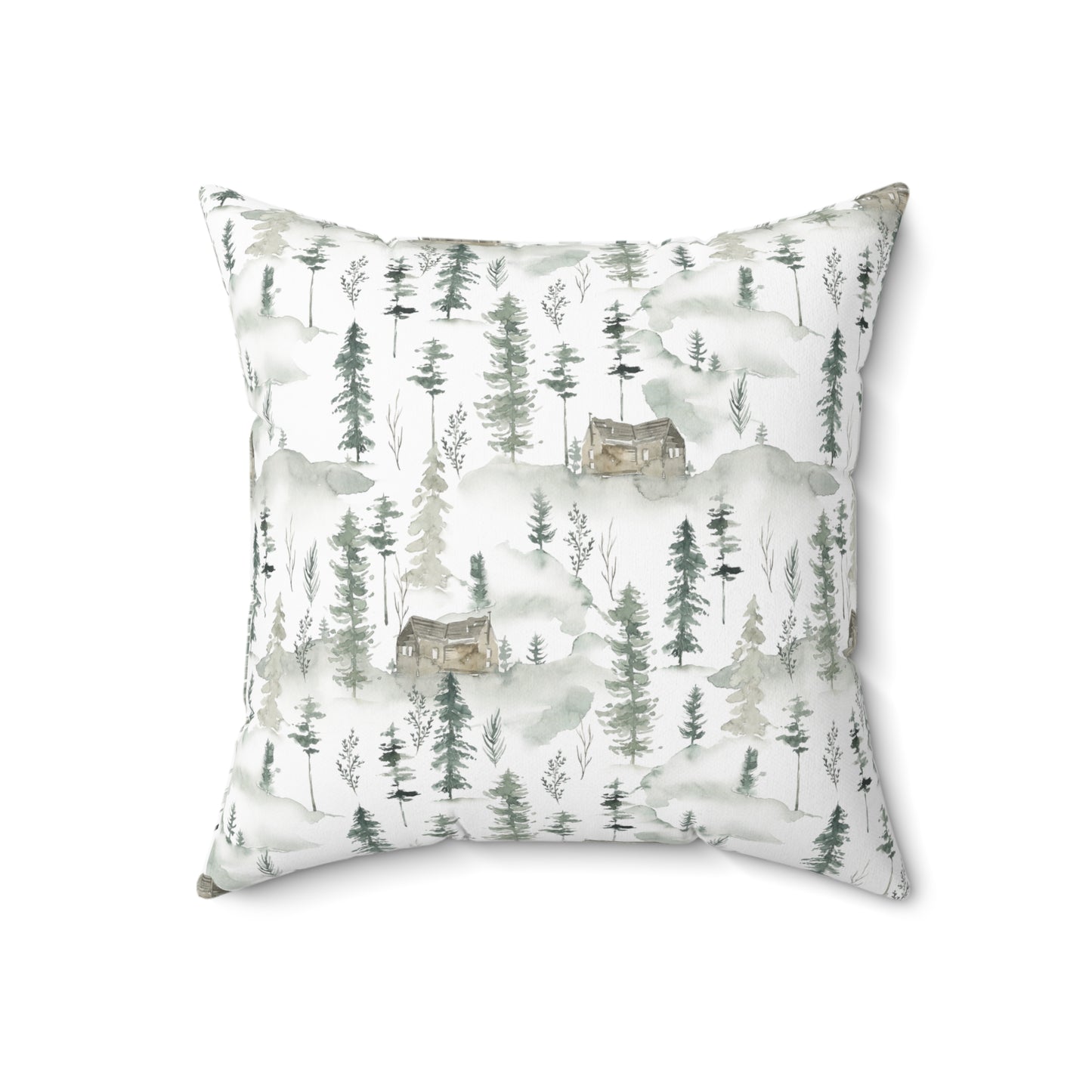 Green Mountain Cabin Accent Spun Polyester Square Pillow