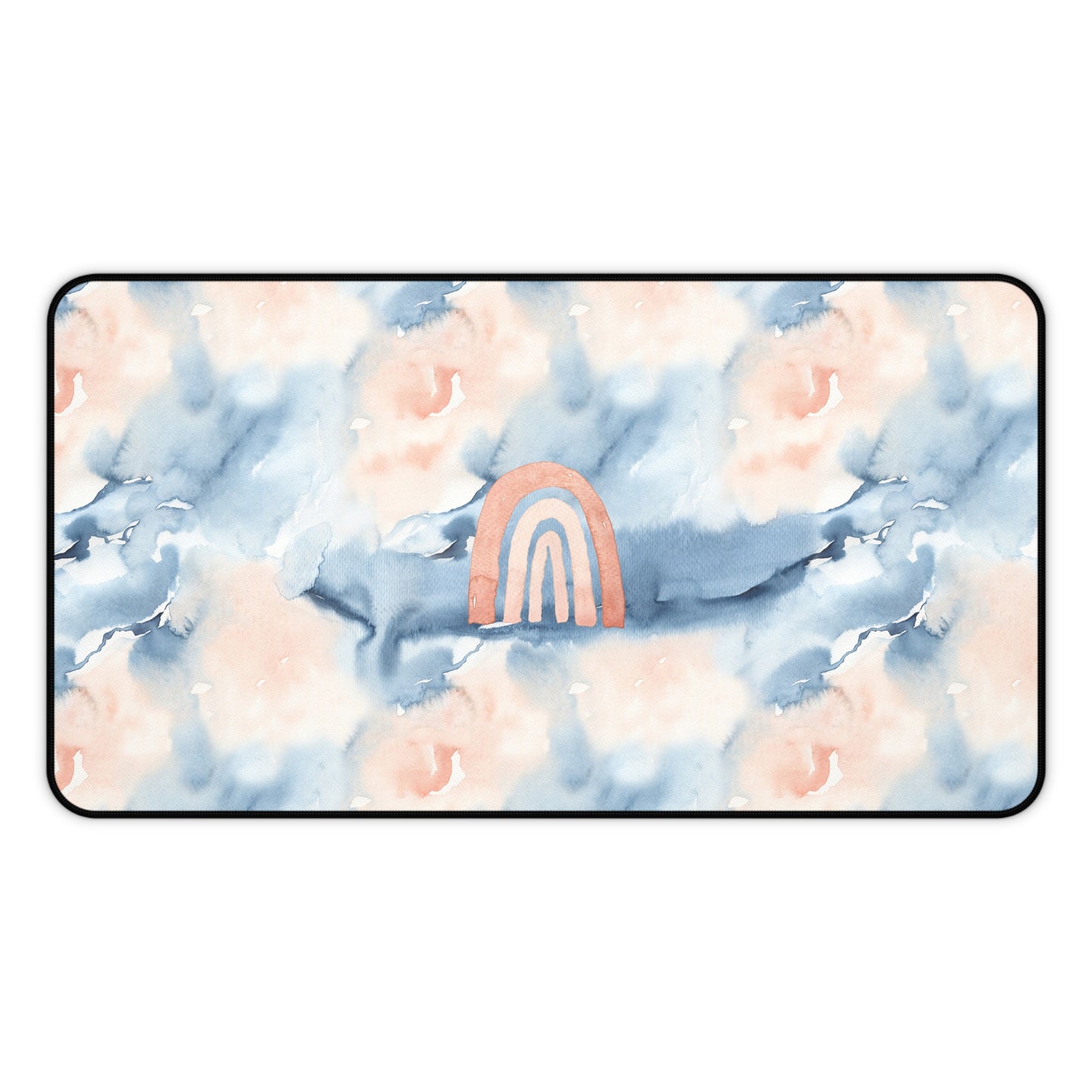 Watercolor Pink and Blue Rainbow Desk Mat