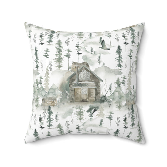 Green Mountain Cabin Accent Spun Polyester Square Pillow