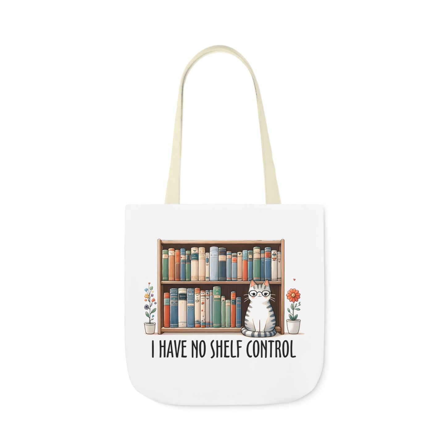 I Have No Shelf Control Cat Canvas Tote Bag, 3-Color Straps