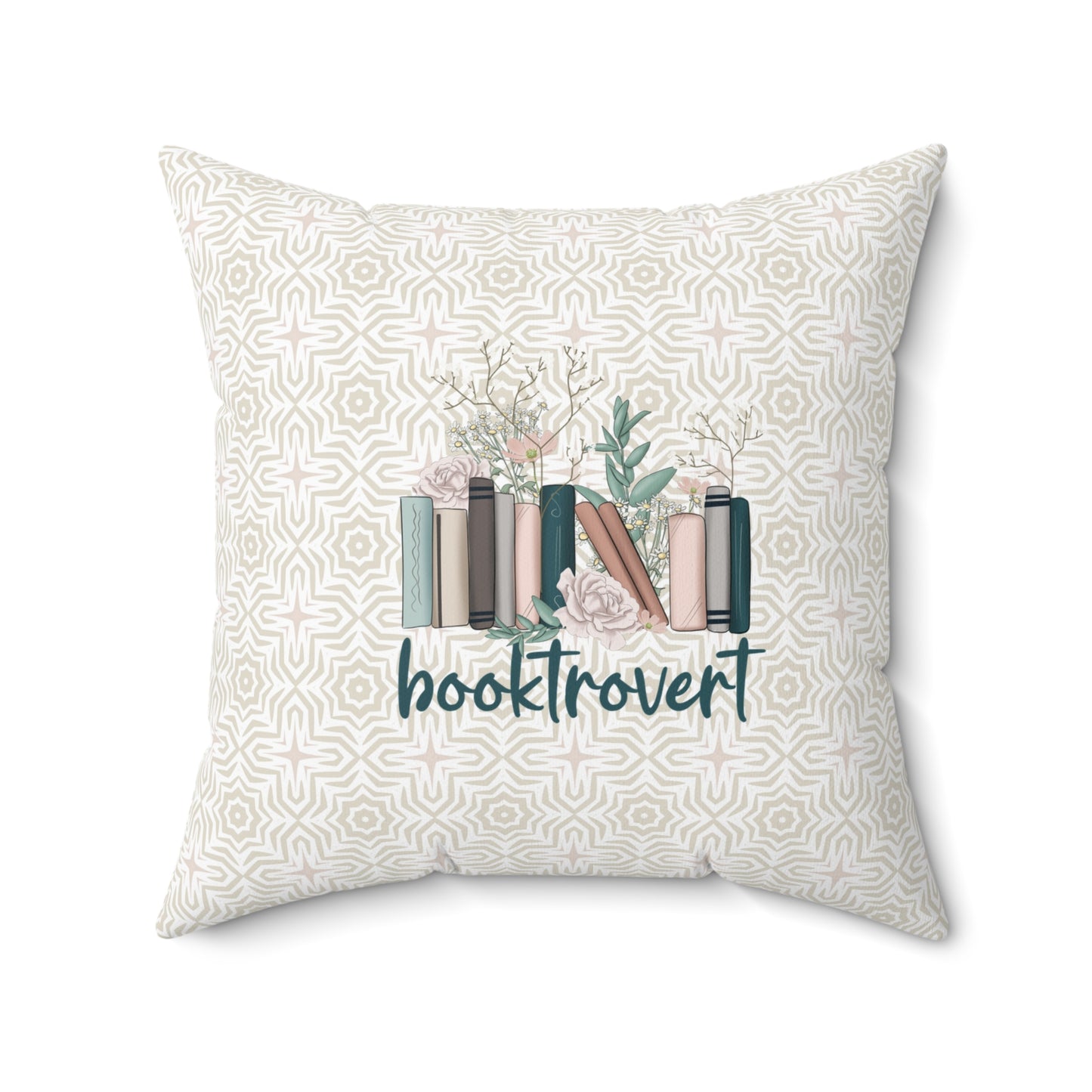 Booktrovert Geometric Faux Suede Square Pillow