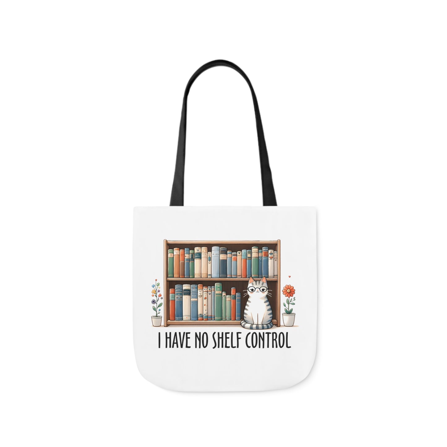 I Have No Shelf Control Cat Canvas Tote Bag, 3-Color Straps