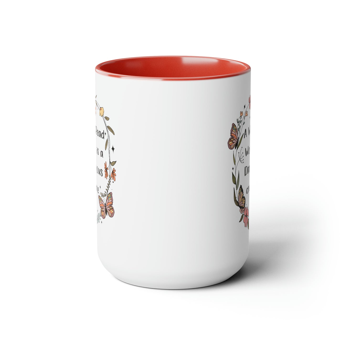 A Well Read Woman is a Dangerous Creature Two-Tone Coffee Mugs, 15oz