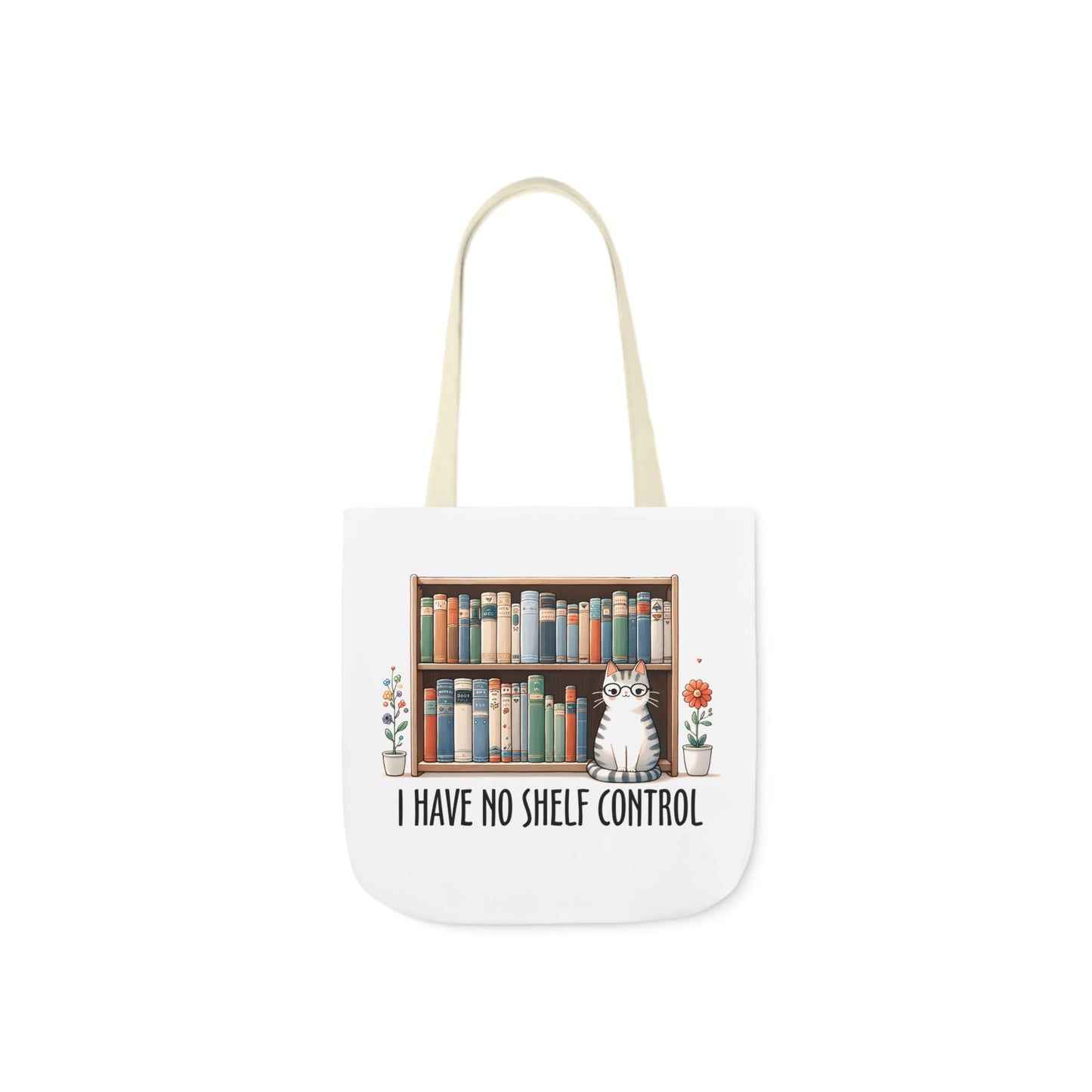 I Have No Shelf Control Cat Canvas Tote Bag, 3-Color Straps