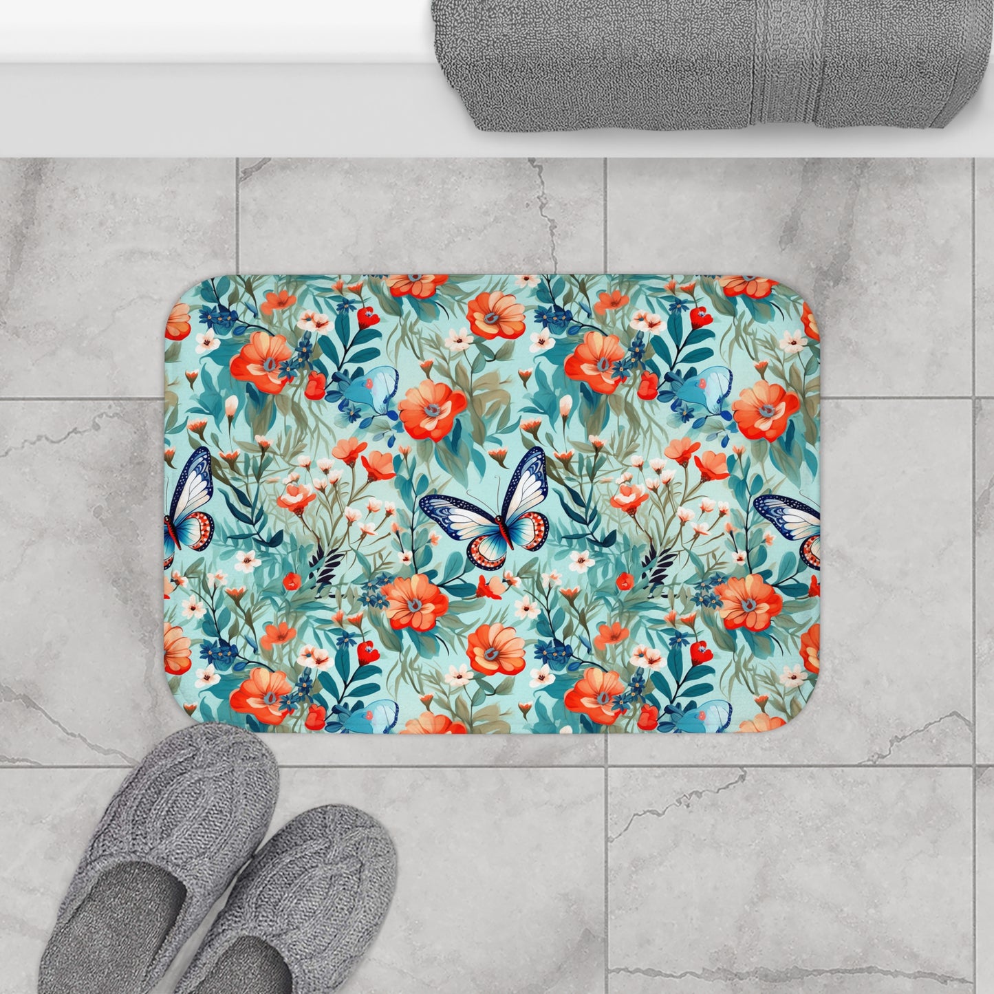 Butterly Floral Bath Mat