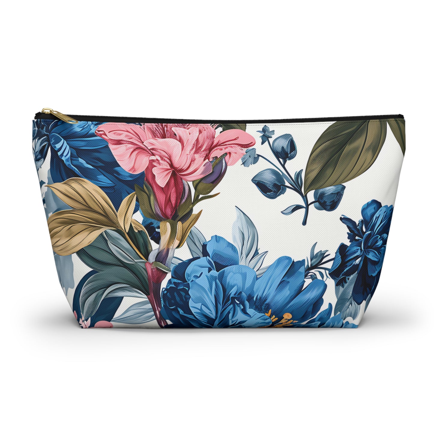 Tropical Floral Accessory Pouch w T-bottom