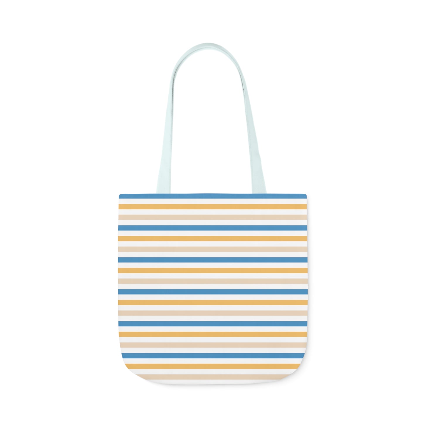 Yellow and Blue Stripe Canvas Tote Bag, 3-Color Straps