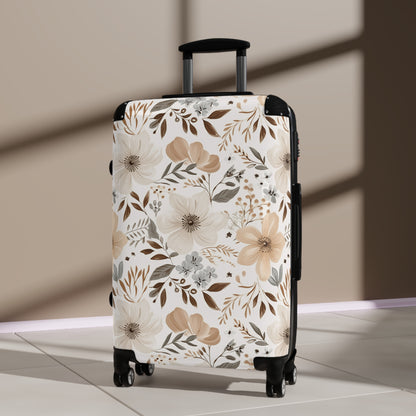 Beige Boho Floral Suitcase