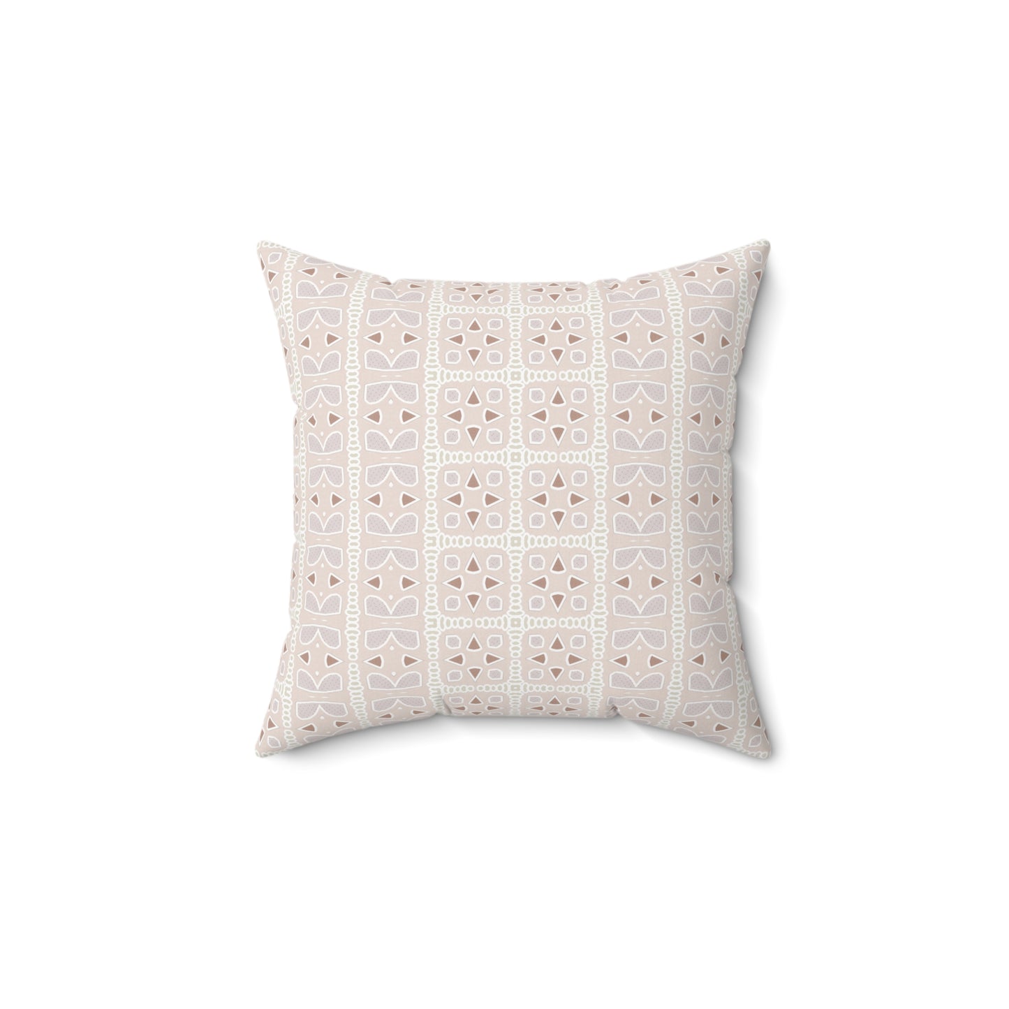 Boho Chic Mid Century Modern Beige Neutral Accent Spun Polyester Square Pillow