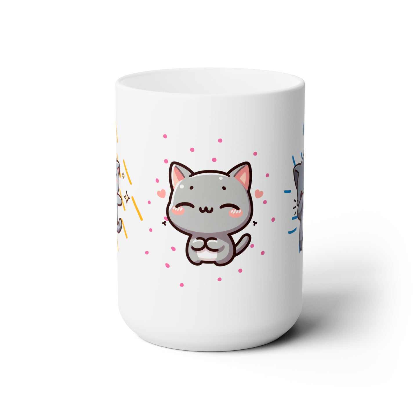 Three Gray Cats Ceramic Mug 15oz