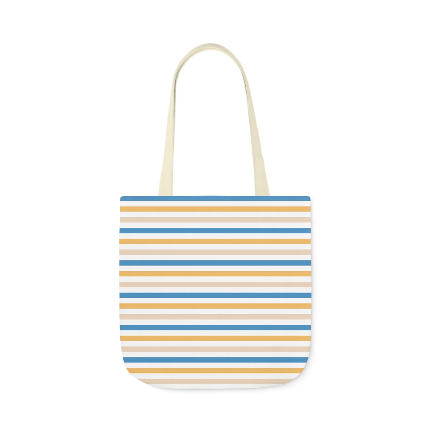 Yellow and Blue Stripe Canvas Tote Bag, 3-Color Straps