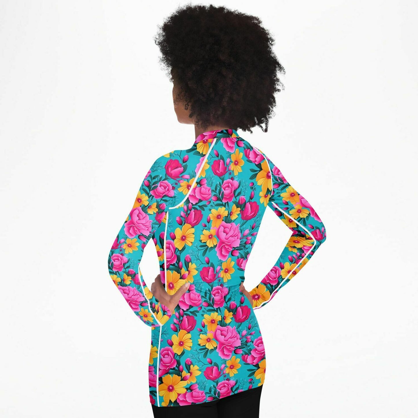 Bright Pink Floral Women's Rashguard