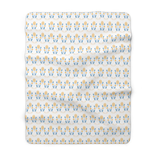 Yellow and Blue Sherpa Fleece Blanket