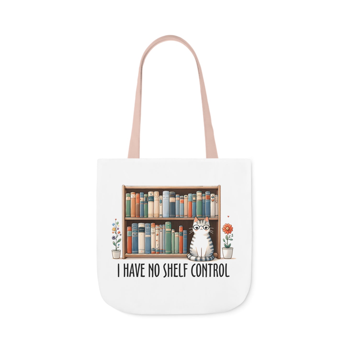 I Have No Shelf Control Cat Canvas Tote Bag, 3-Color Straps