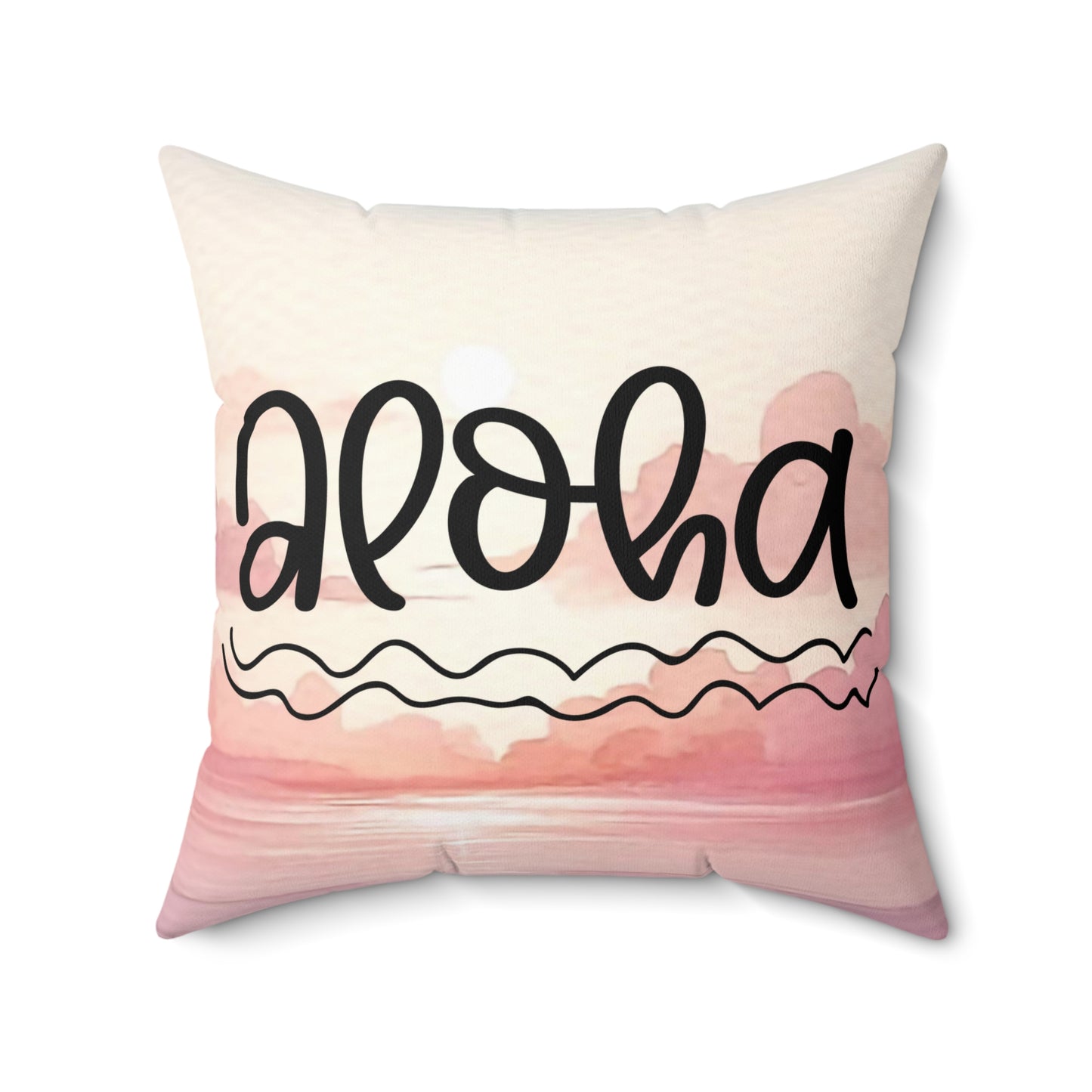 Pink and Coral Aloha Sunset Accent Spun Polyester Square Pillow