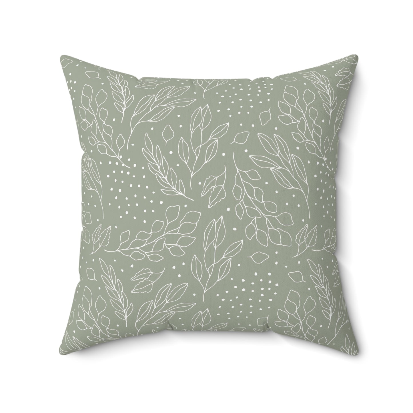 Green Floral Accent Spun Polyester Square Pillow