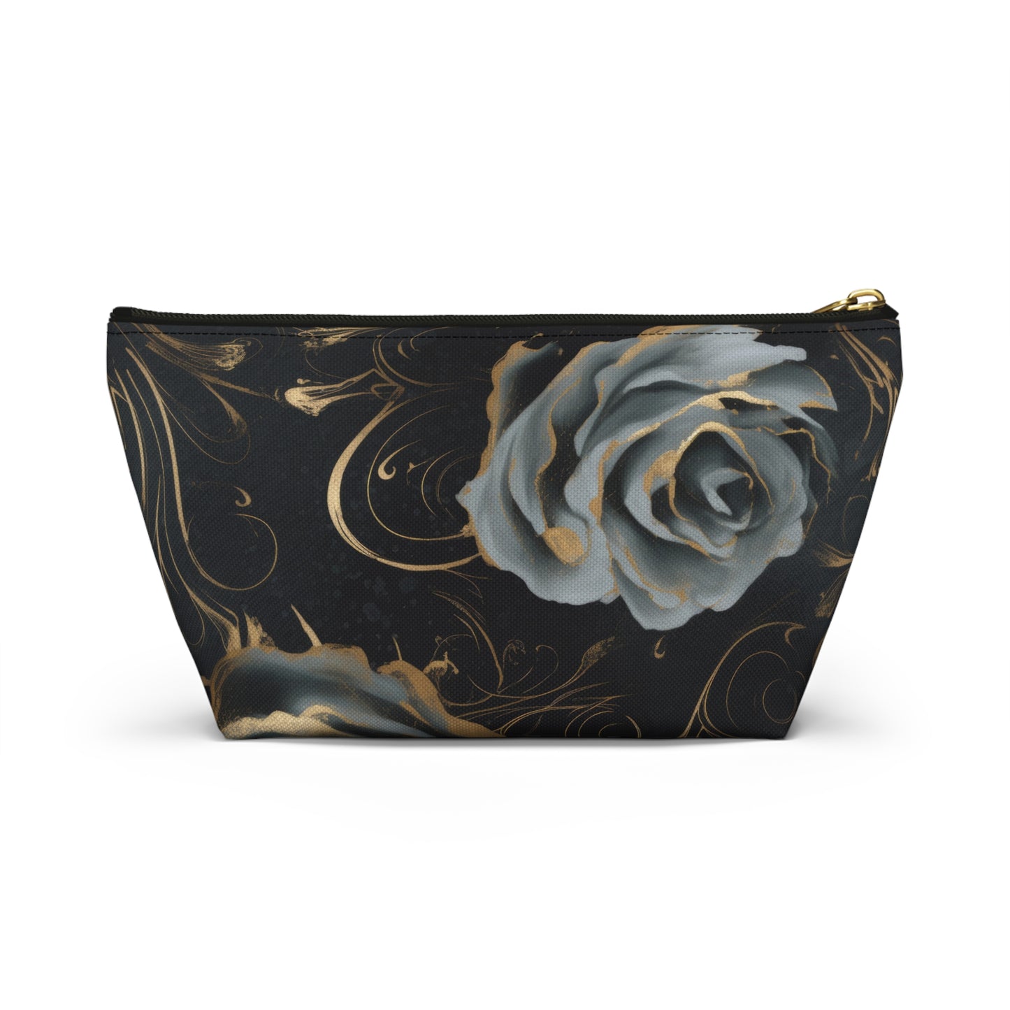 Black Blue Rose Accessory Pouch w T-bottom