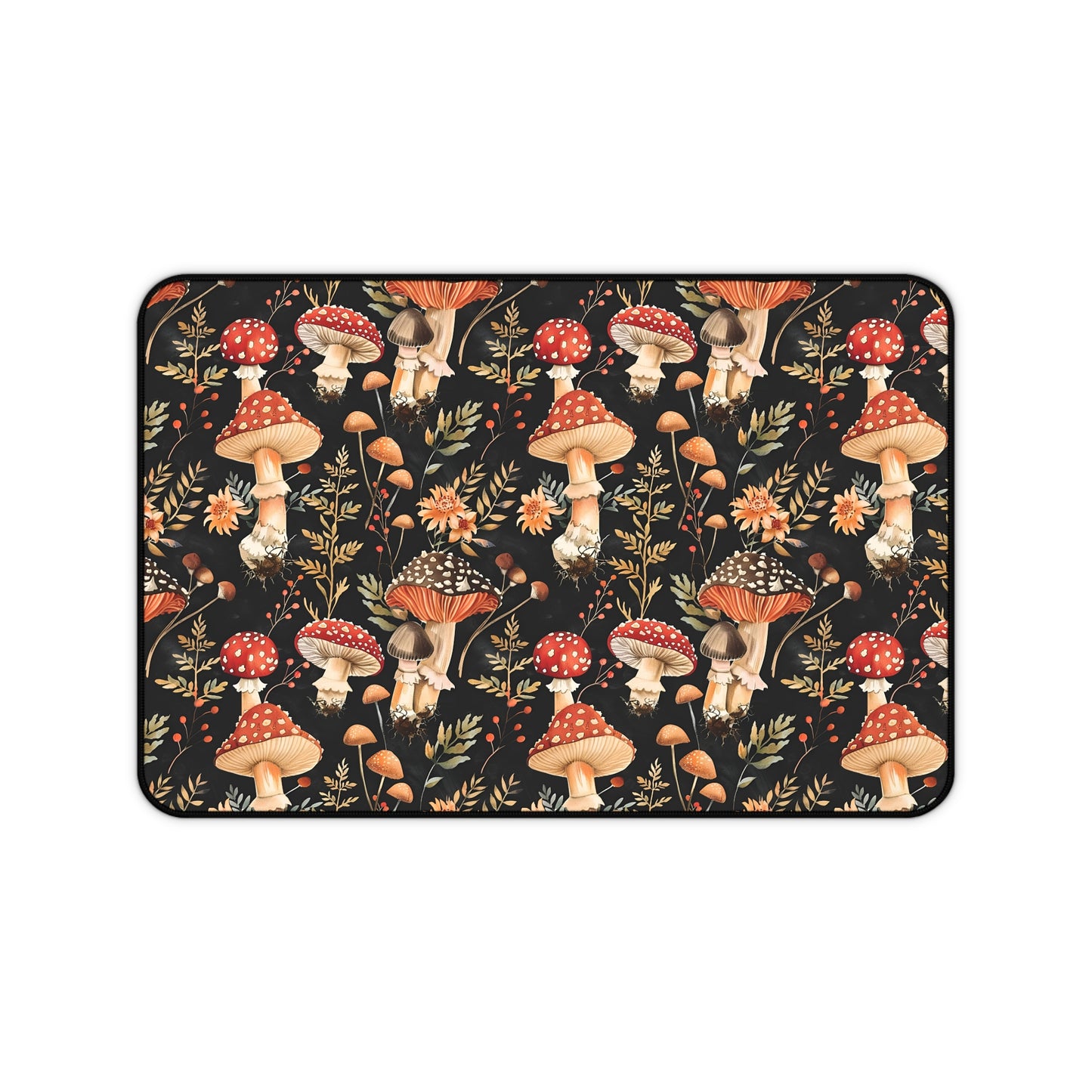 Red Mushroom Dark Desk Mat