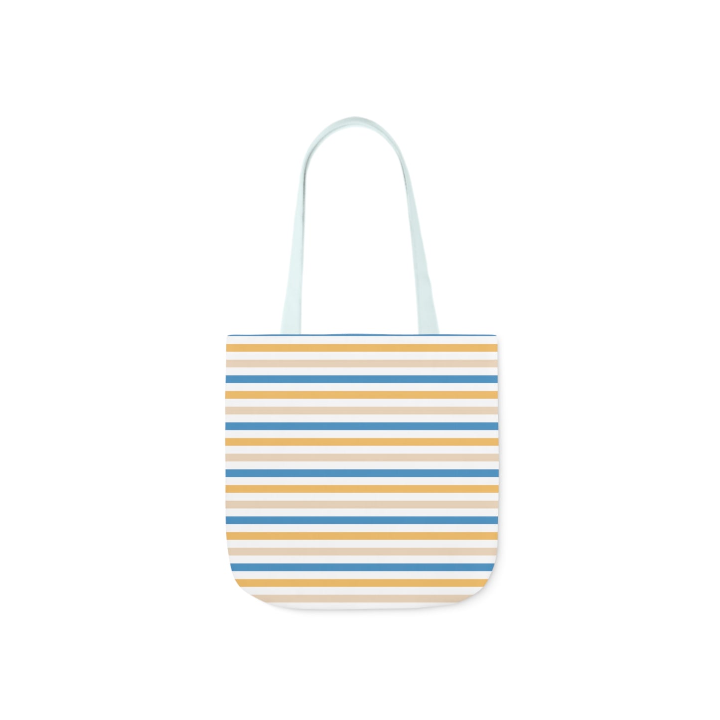 Yellow and Blue Stripe Canvas Tote Bag, 3-Color Straps