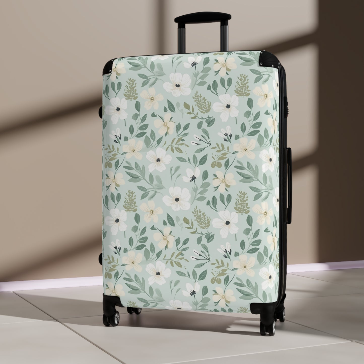 Sage Floral Suitcase