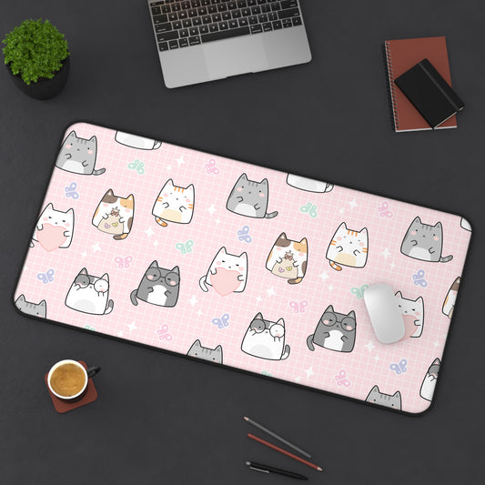 Pink Cats Desk Mat