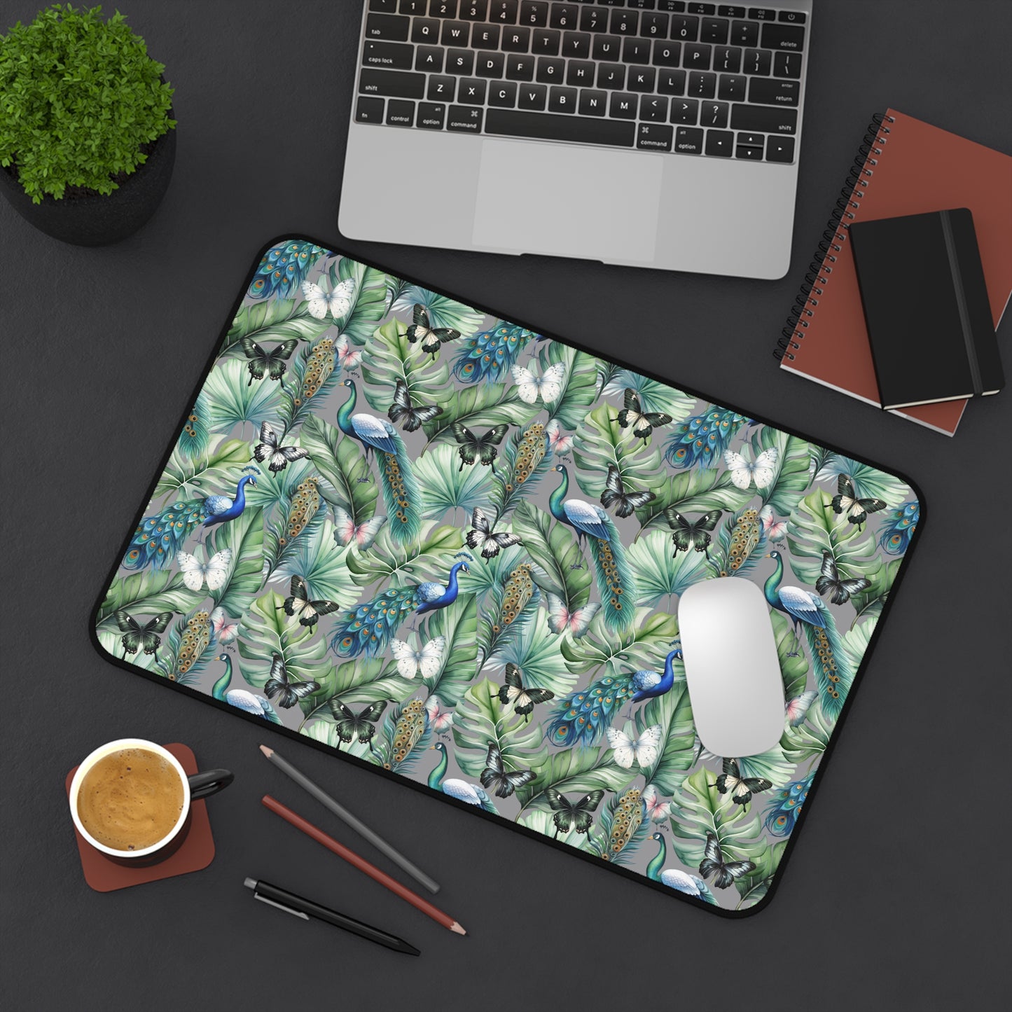 Tropical Peacock Desk Mat